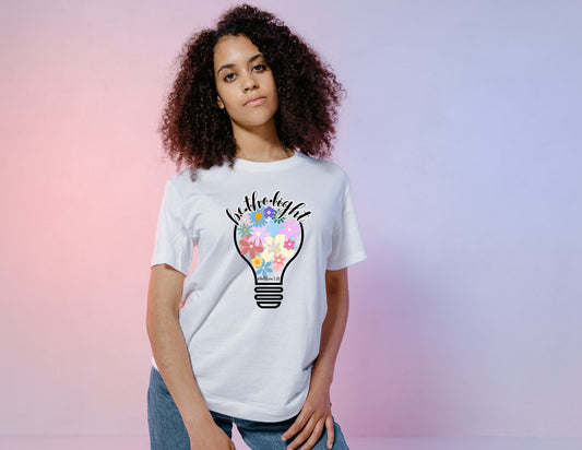Comfort color Women T-Shirt - Inspirational Bible Verse Design | Floral Beauty and Illuminating Light; Christian Women- Be the Light