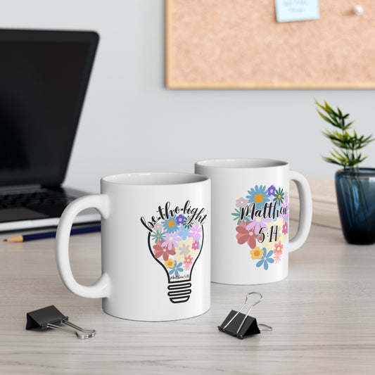 Colorful Floral Delight Ceramic Mug - Christian Gift for Her with Colorful Floral Design and Bible Verse