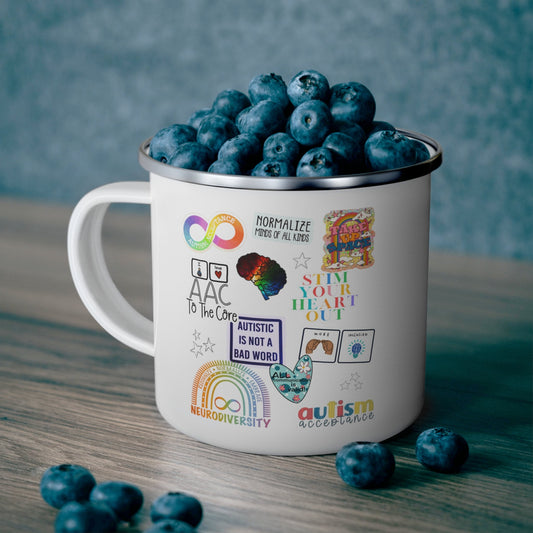 Autism Acceptance Enamel Coffee Mug - Colorful Normalize Minds of All Kinds - Autism Awareness - Advocacy - Infinity sign -